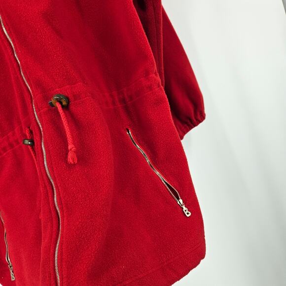 Vintage Bogner Jacket Red Fleece Full Zip Collar Drawstring Waist Outdoor Size M - Picture 4 of 7